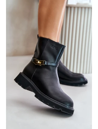 Kožené dámské boty s páskem zateplené GOE OO2N4150 Černé
