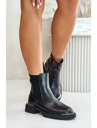 Kožené Boty Chelsea Na Zip GOE OO2N4147-E2 Černé