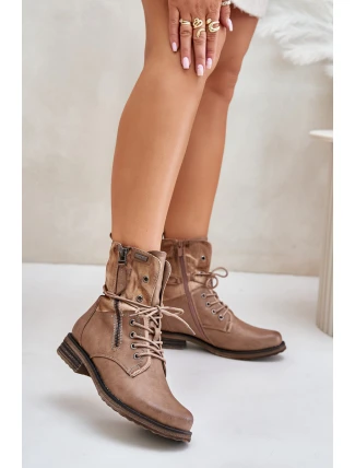 Dámské boty pracovní zateplené na zip tmavě béžové Liletta