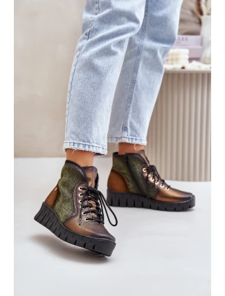 Kožené Boty Na Platformě A Klínu Maciejka 06702-09 Zeleno-Zlaté Kožené Boty Na Platformě A Klínu Maciejka 06702-09 Zeleno-Zlaté