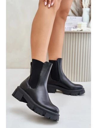 Zateplené nazouvací botky Chelsea z eko kůže Big Star MM274071 Černé