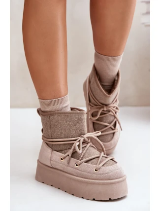 Sněhule S Šněrováním Na Platformě Béžové Mavora