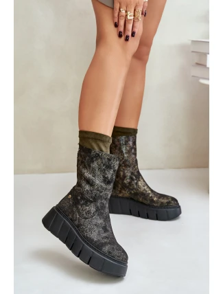 Dámské Kožené Boty Na Masivní Platformě Maciejka 06766-09 Khaki