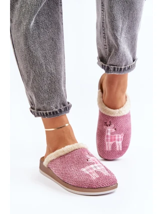 Dámské Pantofle S Jelenem A Kožíškem Inblu CT000034 Růžové