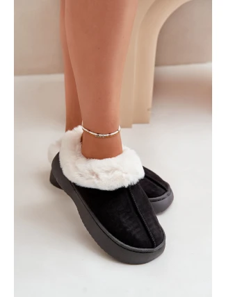 Dámské Pantofle S Kožíškem Černé Zinntia