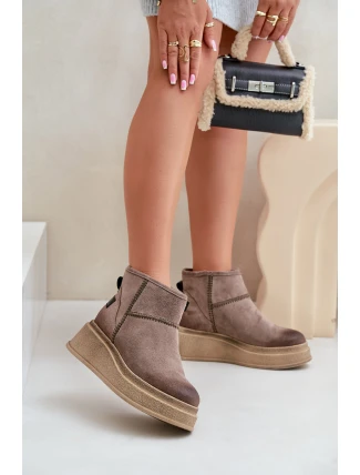 Kožené Semišové Sněhule Na Platformě A Klínu Hnědé Maciejka 06769-02 Tmavě hnědé Kožené Semišové Sněhule Na Platformě A Klínu Hnědé Maciejka 06769-02 Tmavě hnědé