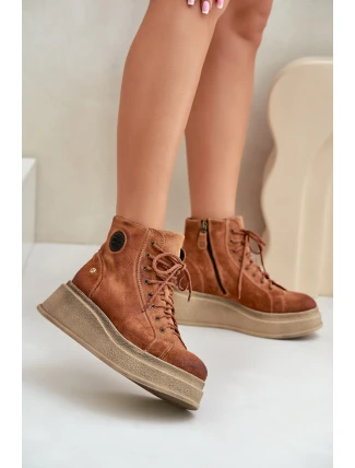 Semišové Boty Na Masivní Platformě Maciejka 06309-29 Hnědé