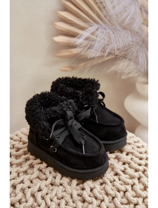 Sněhule boty dětské zateplené kožešinou černé Adelane Sněhule boty dětské zateplené kožešinou černé Adelane