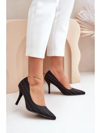 Materiálové Dámské Lodičky V Proužku Černé Tifidra