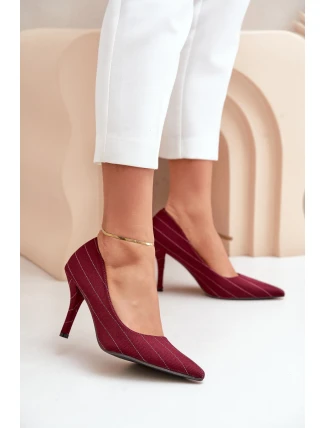 Textilní dámské lodičky v pruhovaném bordó Tifidra