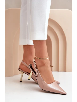 Lakované Lodičky S Otevřenou Patou Béžové Filona