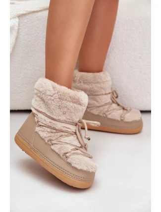 Sněhule S Kožíškem A Šněrováním Béžové Silvara Sněhule S Kožíškem A Šněrováním Béžové Silvara