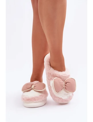 Fuzzy Pantofle S Mašlí Růžové Grilis