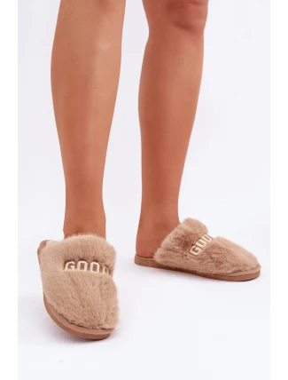 Dámské Pantofle S Kožíškem A Nápisem Hnědé Kalelia