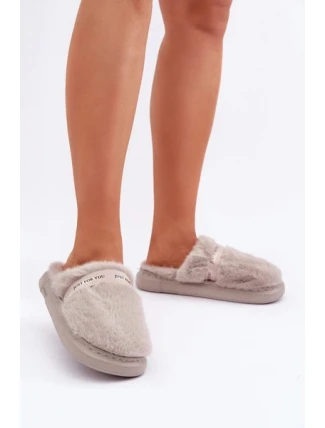 Kožené Pantofle S Dekorativním Páskem Šedé Savalithea