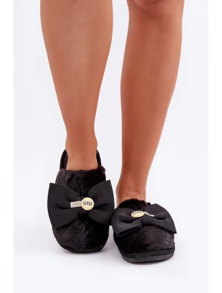 Dámské Pantofle S Kožíškem A Mašlí Černé Olfedi