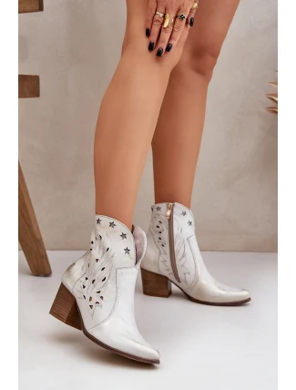 Dírové Kožené Cowboy Boty Na Podpatku Zlaté Prošoupané Lewski 3613 Dírové Kožené Cowboy Boty Na Podpatku Zlaté Prošoupané Lewski 3613