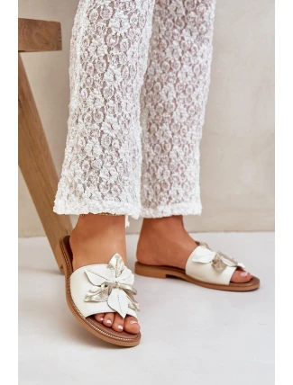 Sandály S Dekorací Přírodní Kůže Zazoo 3667 Bílé Sandály S Dekorací Přírodní Kůže Zazoo 3667 Bílé