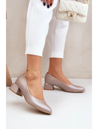 Kožené lodičky Lewski 3118 Tmavě béžové