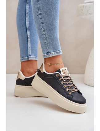 Snímače na platformě s ozdobnými šňůrkami černé Fonetha