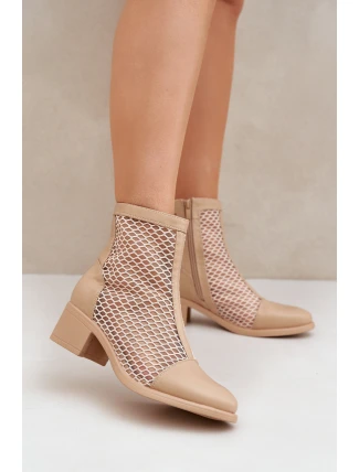 Dámské Síťované Boty Na Podpatku Béžové Lithyia
