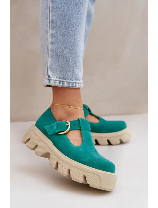 Semišové Polobotky S Sponou Zazoo 20183 Zelené