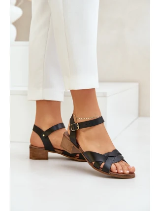 Kožené Sandály Na Jemném Podpatku Zazoo 40372 Černé Kožené Sandály Na Jemném Podpatku Zazoo 40372 Černé