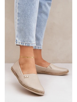Elegantní Kožené Espadrilky Dámské Béžové Zazoo 10177 Elegantní Kožené Espadrilky Dámské Béžové Zazoo 10177