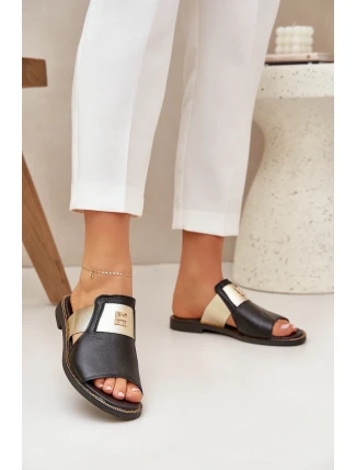 Elegantní Pantofle Z Přírodní Kůže Na Plochém Podpatku Zazoo 40423 Černé Elegantní Pantofle Z Přírodní Kůže Na Plochém Podpatku Zazoo 40423 Černé