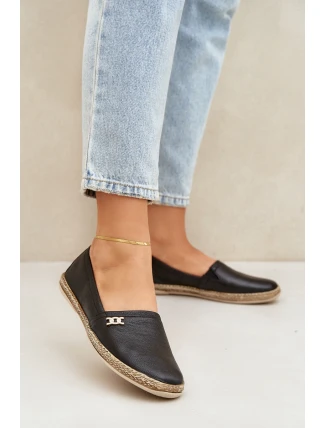 Elegantní Kožené Espadrilky Dámské Zazoo 10177 Černé