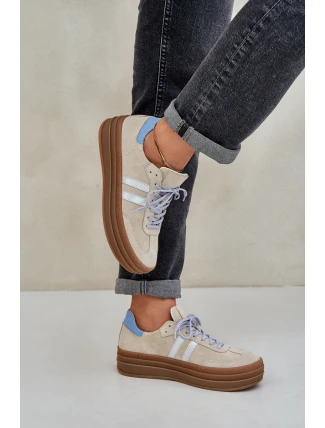 Zazoo N1068S4 Dámské semišové sneakersy na platformě béžové