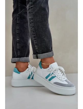 Zazoo N1068S8 Kožené Nízké Tenisky Dámské Na Platformě Bílé