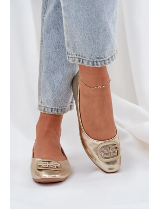 Baleríny Na Ploché Podešvi S Ozdobou Zlaté Ainoria