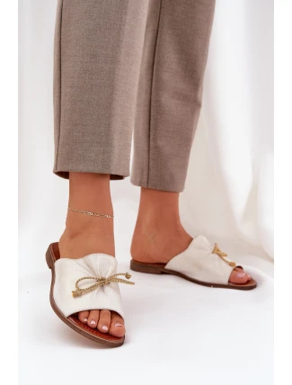 Kožené Ploché Elegantní Sandály S Mašlí Lewski 3572 Zlaté Ošoupané Kožené Ploché Elegantní Sandály S Mašlí Lewski 3572 Zlaté Ošoupané