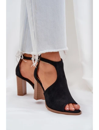 Sandály Na Podpatku Z Eko Semiše Černé Lanadriena Sandály Na Podpatku Z Eko Semiše Černé Lanadriena