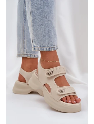 Textilní Lehká Sandály Na Platformě Světle Béžové Deniffia