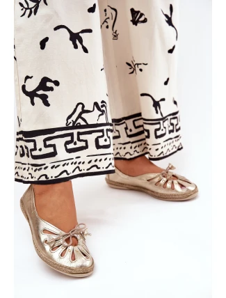 Ploché baleríny z přírodní kůže Zazoo 10179 zlaté