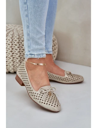 Děrované Baletky S Mašlí Eko Kůže Zlaté Relabra