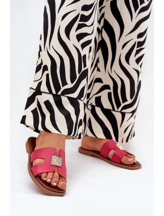 Ploché Pantofle S Výřezy A Dekorací Fuchsie Bohalis Ploché Pantofle S Výřezy A Dekorací Fuchsie Bohalis