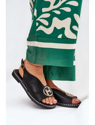 Ploché Elegantní Sandály S Dekorací Černé Iseliria Ploché Elegantní Sandály S Dekorací Černé Iseliria