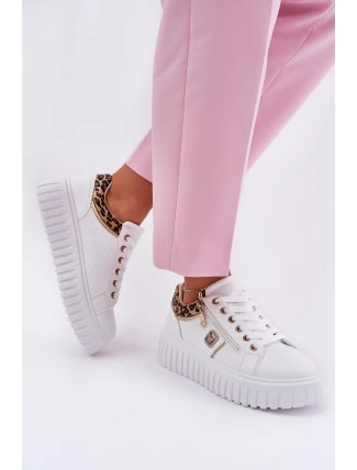 Dámské Sportovní Boty Na Platformě Z Eko Kůže Panther Bílé Velionna