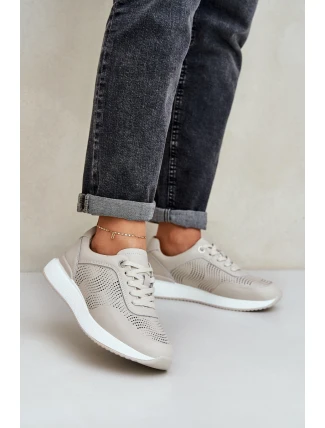 Kožené Sportovní Boty Tenisky Dámské S.Barski LR51-551 Béžové