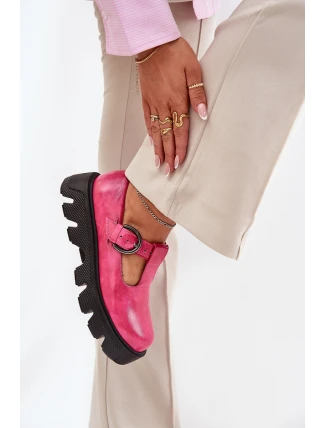 Lakované Kožené Polobotky S Přezkou Zazoo 20183 Fuchsie