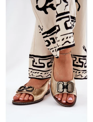 Ploché Sandály S Dekorací Eko Kůže Zlaté Lilria