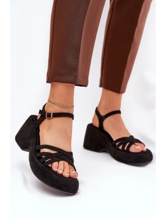 Sandály Na Platformě A Klínu Z Eko Semiše Černé Nendal