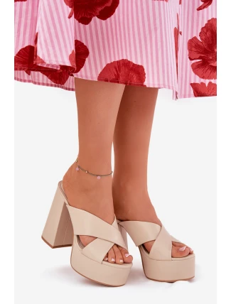 Dámské Klapky Na Platformě A Podpatku Béžové Lenobos