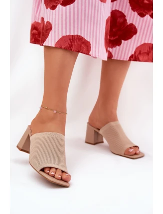 Dámské sandály na podpatku typu sloupek béžové Wenilan
