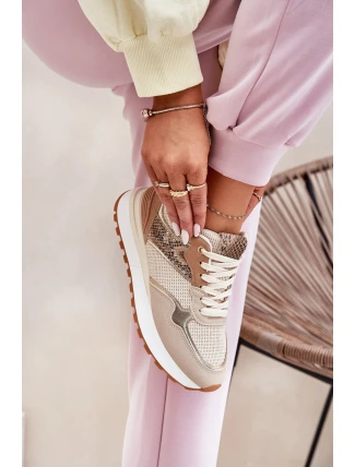 Dámské Sportovní Boty Na Platformě Zvířecí Vzor Béžové Davinara