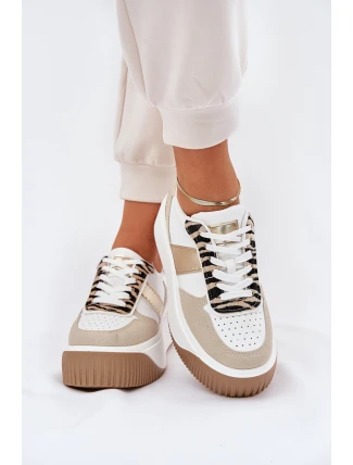 Dámské tenisky na masivní platformě se zvířecím vzorem béžovo-zlaté Telanila