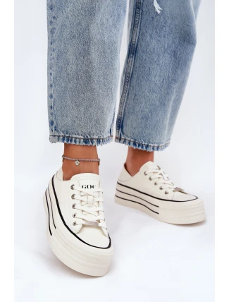 Dámské Kožené Tenisky Na Platformě GOE RR2N4106 Bílé
